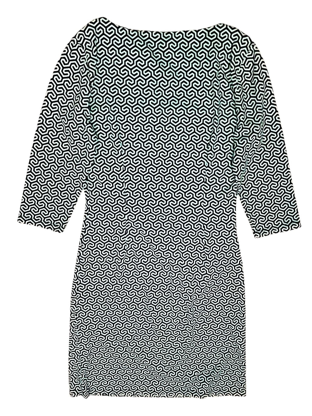 J McLaughlin Dress Catalina Cloth Mint Green Black Geometric Print Ruched Sz S - Picture 7 of 13